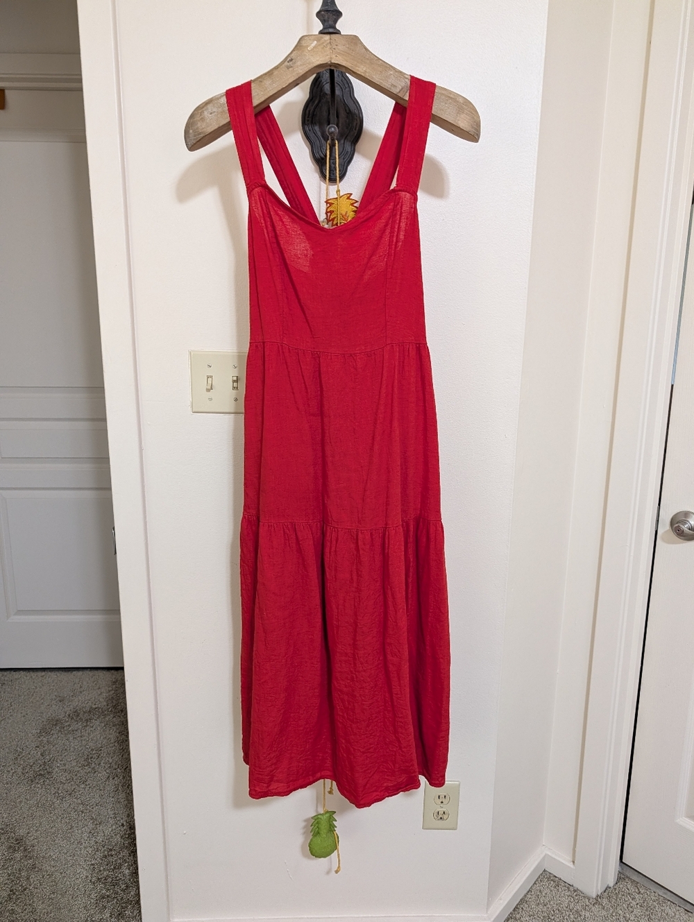 Valentina Naldi Cross Back Strap Smocked Linen Rayon Sundress